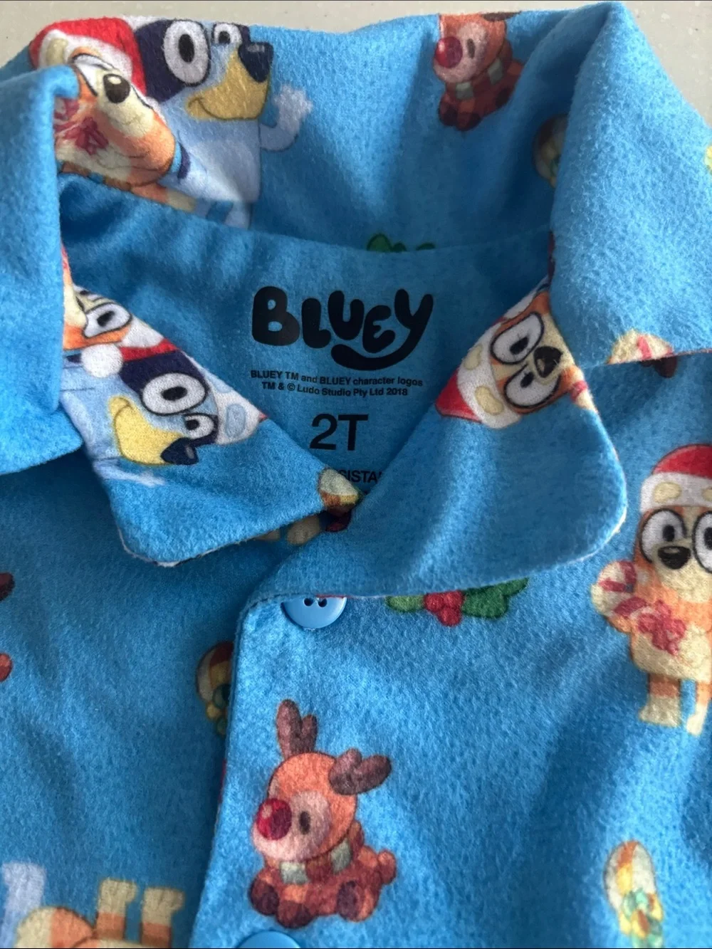 Kids Holiday Santa Gray Pajama Set and Bluey Pajama Set